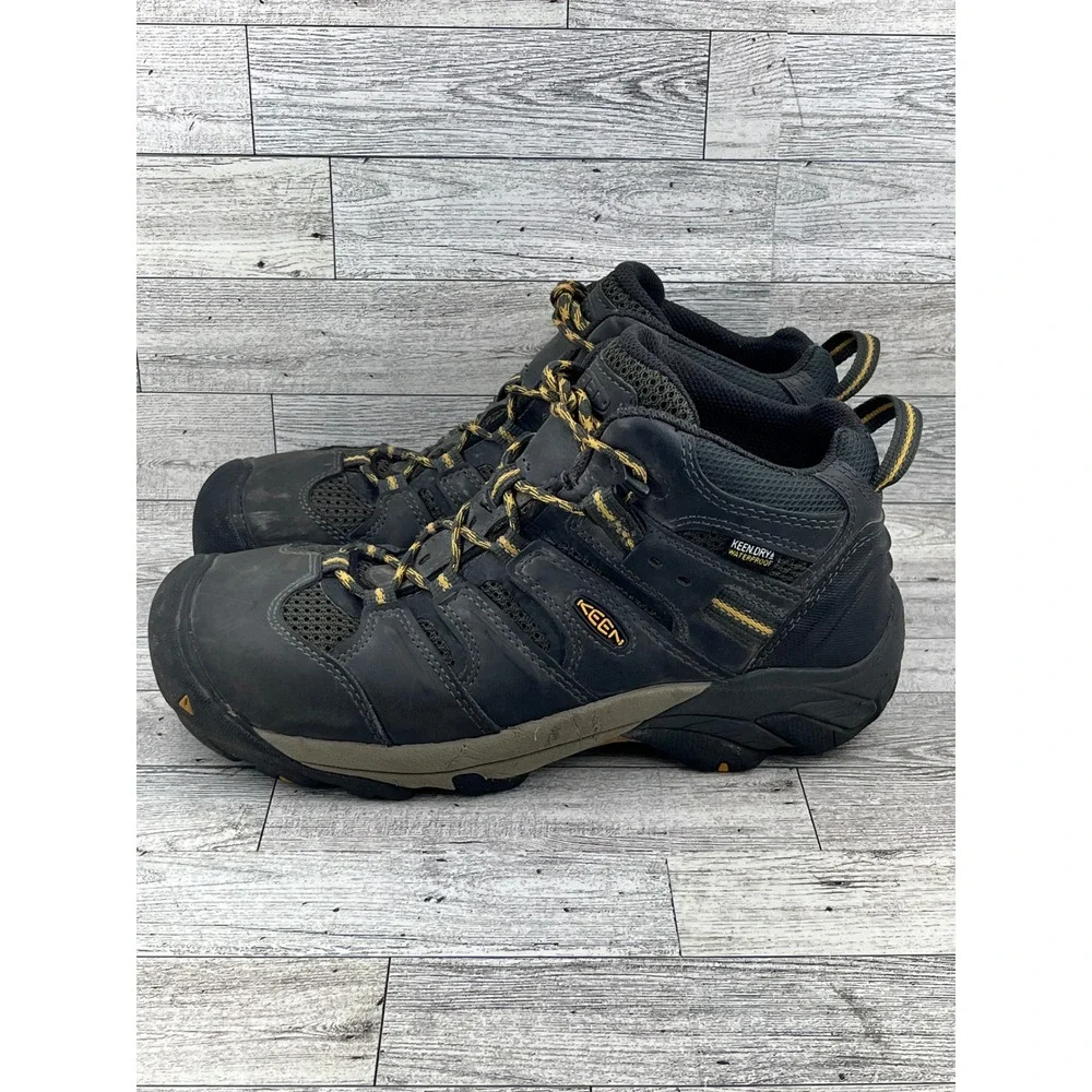 KEEN Utility Men Black‎ Waterproof Steel Toe Work Boots Size 8.5D